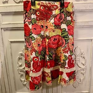 Floral linen skirt